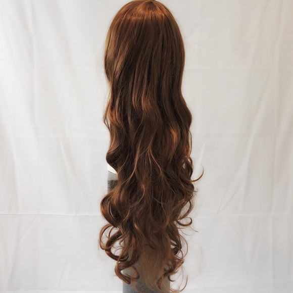 New Goddess length brown curly wavy wig cosplay